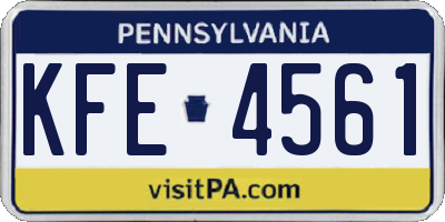 PA license plate KFE4561