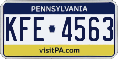 PA license plate KFE4563