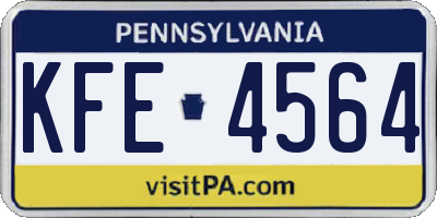 PA license plate KFE4564