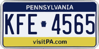PA license plate KFE4565