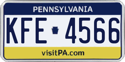 PA license plate KFE4566