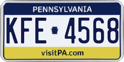 PA license plate KFE4568