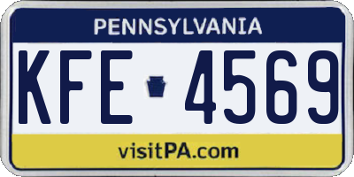 PA license plate KFE4569