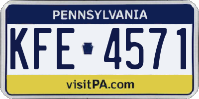 PA license plate KFE4571