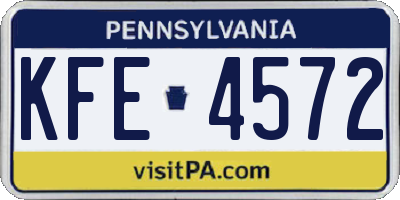 PA license plate KFE4572