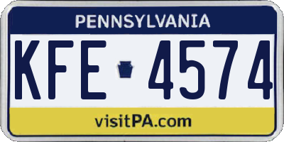 PA license plate KFE4574