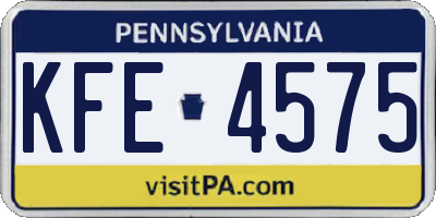 PA license plate KFE4575