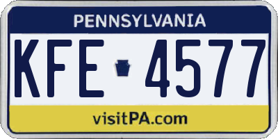 PA license plate KFE4577