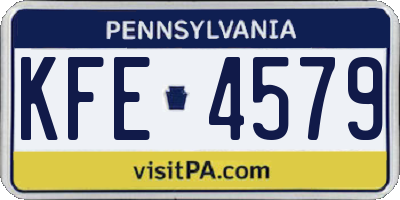 PA license plate KFE4579