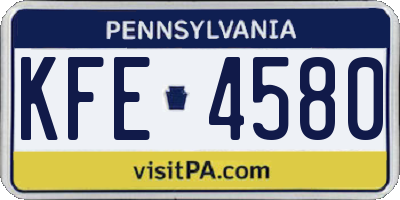 PA license plate KFE4580