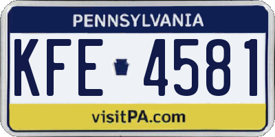 PA license plate KFE4581