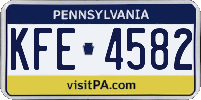 PA license plate KFE4582