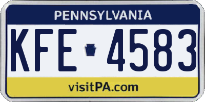 PA license plate KFE4583