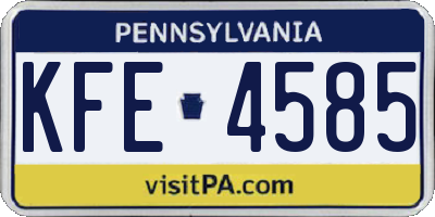 PA license plate KFE4585