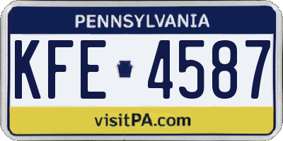 PA license plate KFE4587