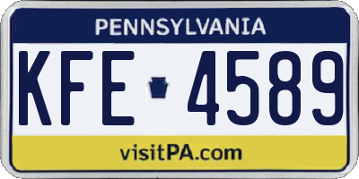 PA license plate KFE4589