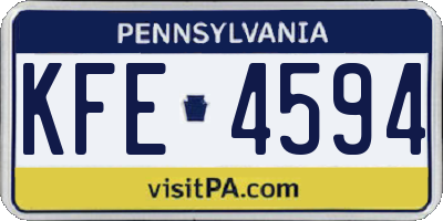 PA license plate KFE4594
