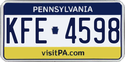 PA license plate KFE4598