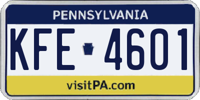 PA license plate KFE4601