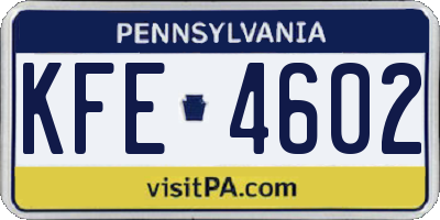 PA license plate KFE4602