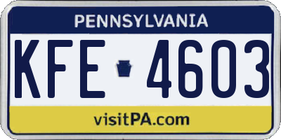 PA license plate KFE4603