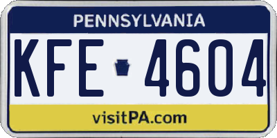 PA license plate KFE4604