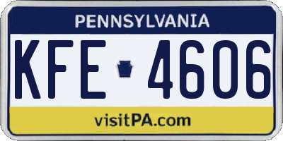 PA license plate KFE4606