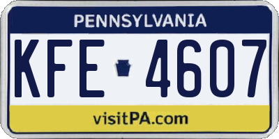 PA license plate KFE4607