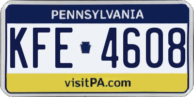 PA license plate KFE4608