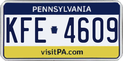 PA license plate KFE4609