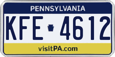 PA license plate KFE4612