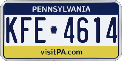 PA license plate KFE4614