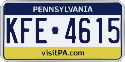 PA license plate KFE4615