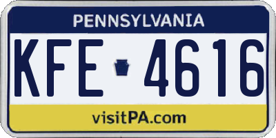 PA license plate KFE4616