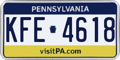 PA license plate KFE4618