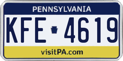 PA license plate KFE4619