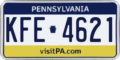 PA license plate KFE4621