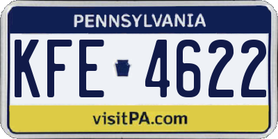 PA license plate KFE4622