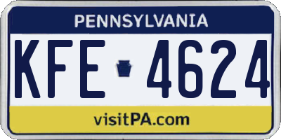 PA license plate KFE4624