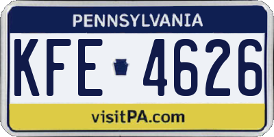 PA license plate KFE4626