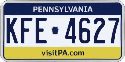 PA license plate KFE4627
