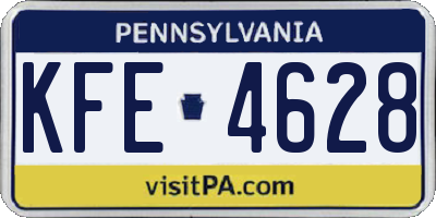 PA license plate KFE4628