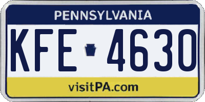 PA license plate KFE4630