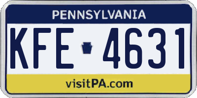 PA license plate KFE4631