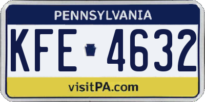 PA license plate KFE4632