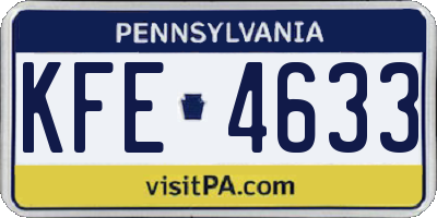 PA license plate KFE4633
