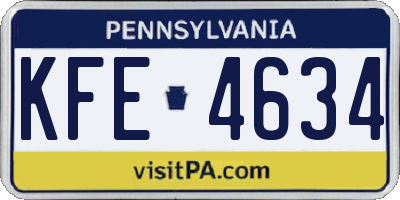 PA license plate KFE4634