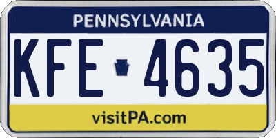 PA license plate KFE4635