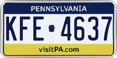 PA license plate KFE4637