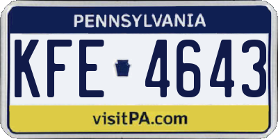 PA license plate KFE4643